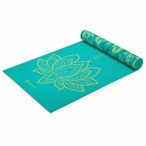 Gaiam Turquoise Lotus Yoga Mat 6mm Premium Reversible