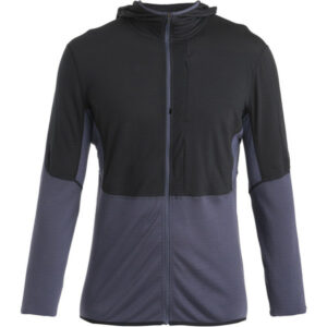 Icebreaker Men Merino 200 Realfleece Descender Ls Zip Hoodie - Black/graphite/colorblock - Miehet - M - Partioaitta