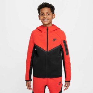 Nike Huppari Nsw Tech Fleece Fz 24 - Punainen/musta Lapset, koko M: 137-147 cm